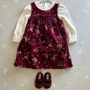 RL cotton bodysuit and corduroy dress set 18M and Allie flora corduroy flat 🥿